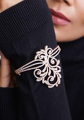 Rose Gold Artificial Stones And Beads Gold Plated Bracelet