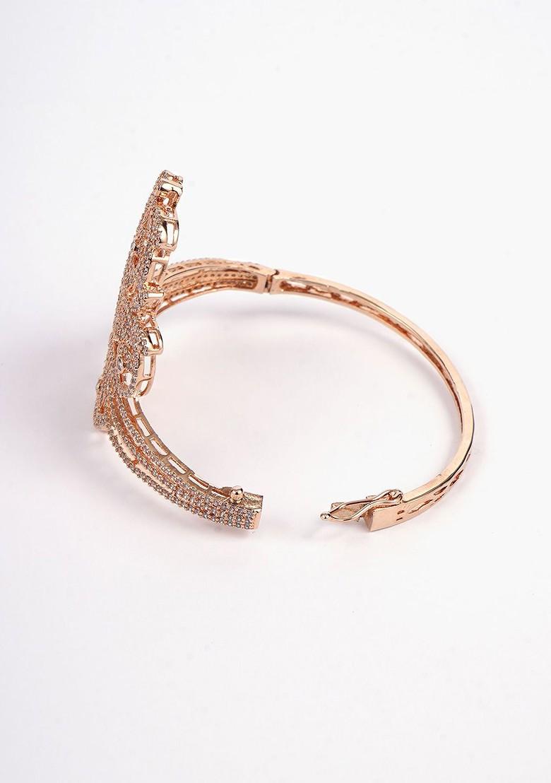 Rose Gold Artificial Stones And Beads Gold Plated Bracelet