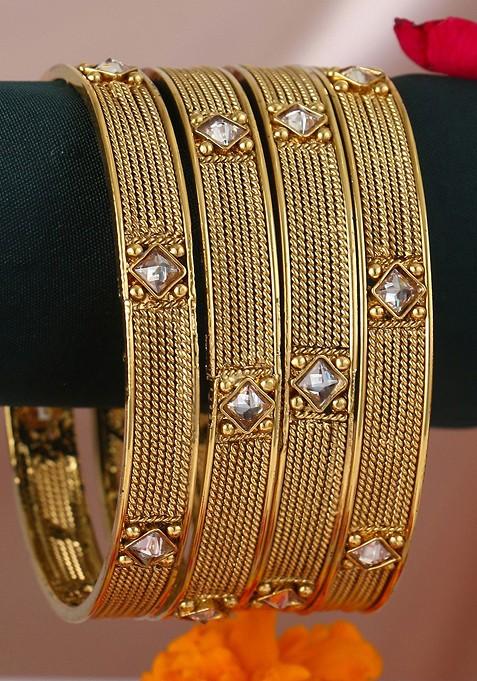 Gold Stone Studded  Gold Plated Bangle