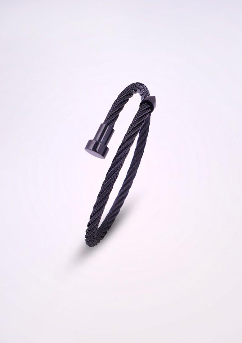 Black Plain Stainless Steel Bracelet