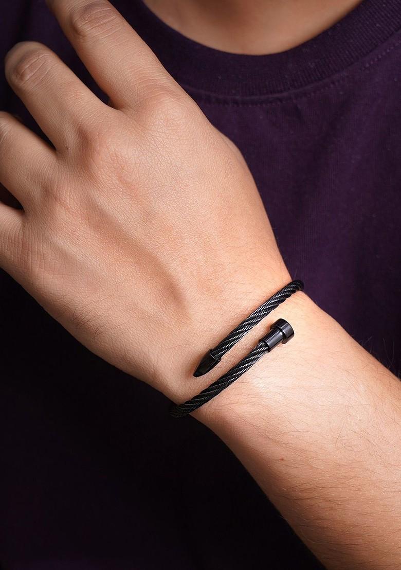Black Plain Stainless Steel Bracelet