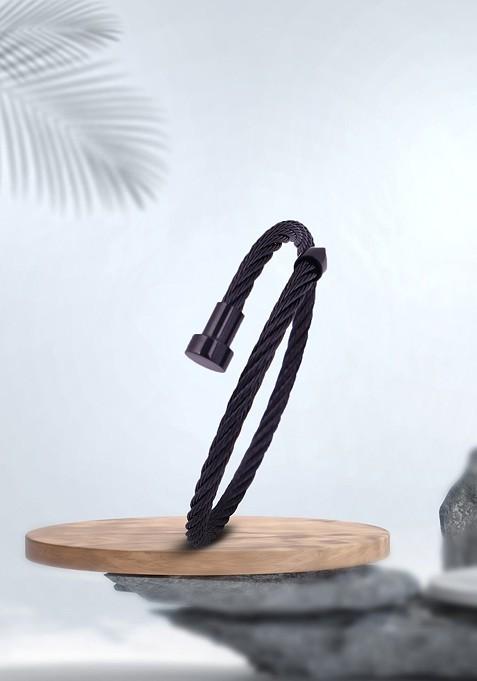 Black Plain Stainless Steel Bracelet