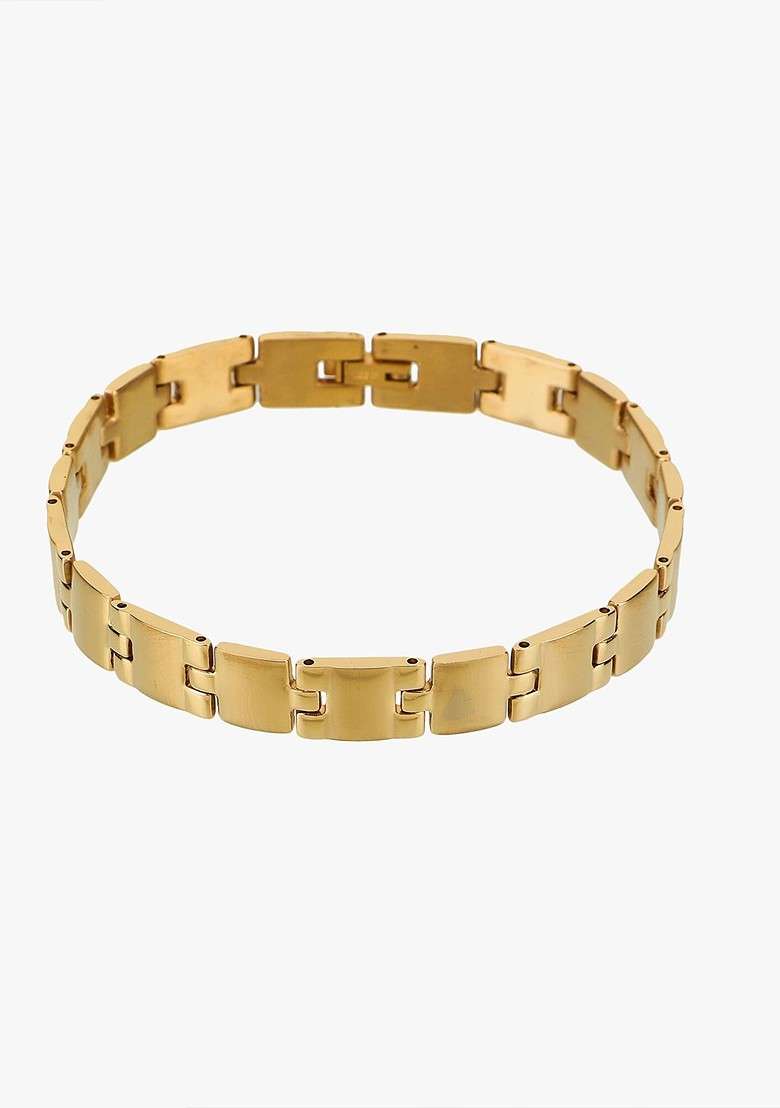 Gold Plain Gold Plated Bracelet For Men - Indya