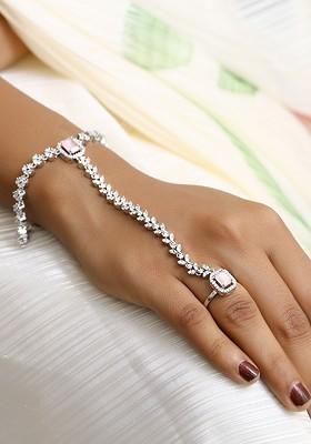 Silver Zirconia Studded Rhodium Plated Bracelet
