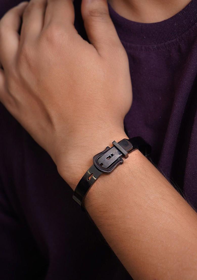 Black Plain Stainless Steel Bracelet