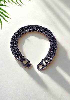 Black Plain Stainless Steel Bracelet