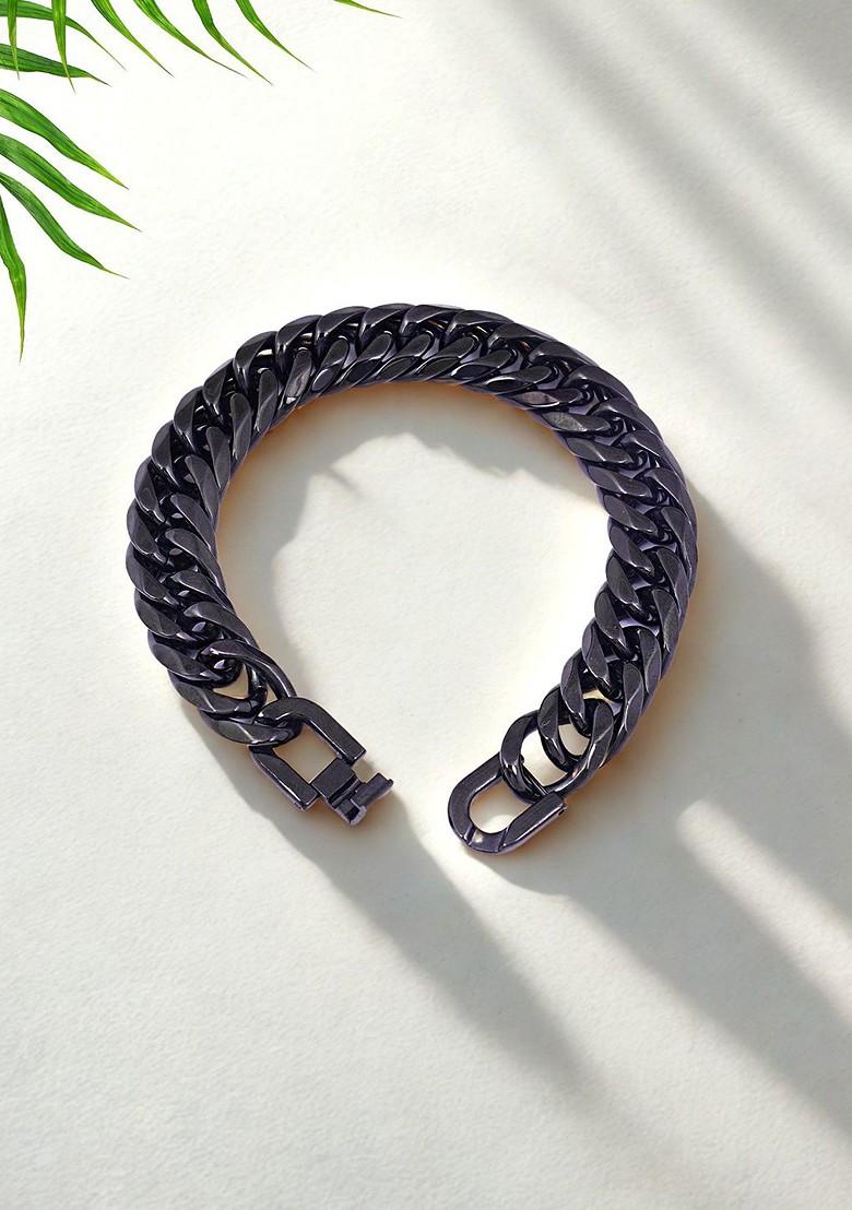 Black Plain Stainless Steel Bracelet