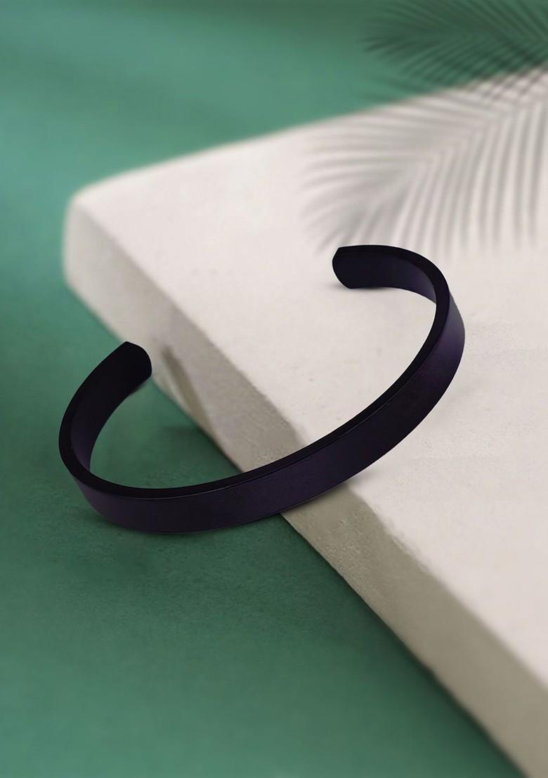 Black Plain Stainless Steel Bracelet