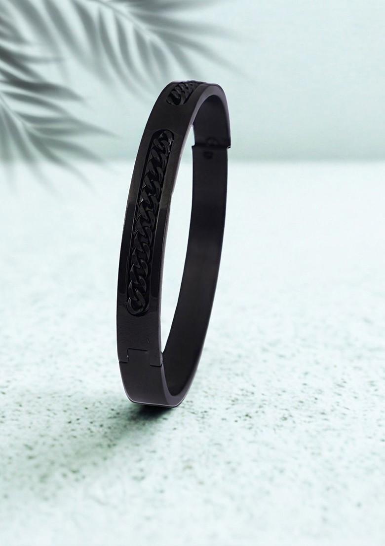 Black Plain Stainless Steel Bracelet
