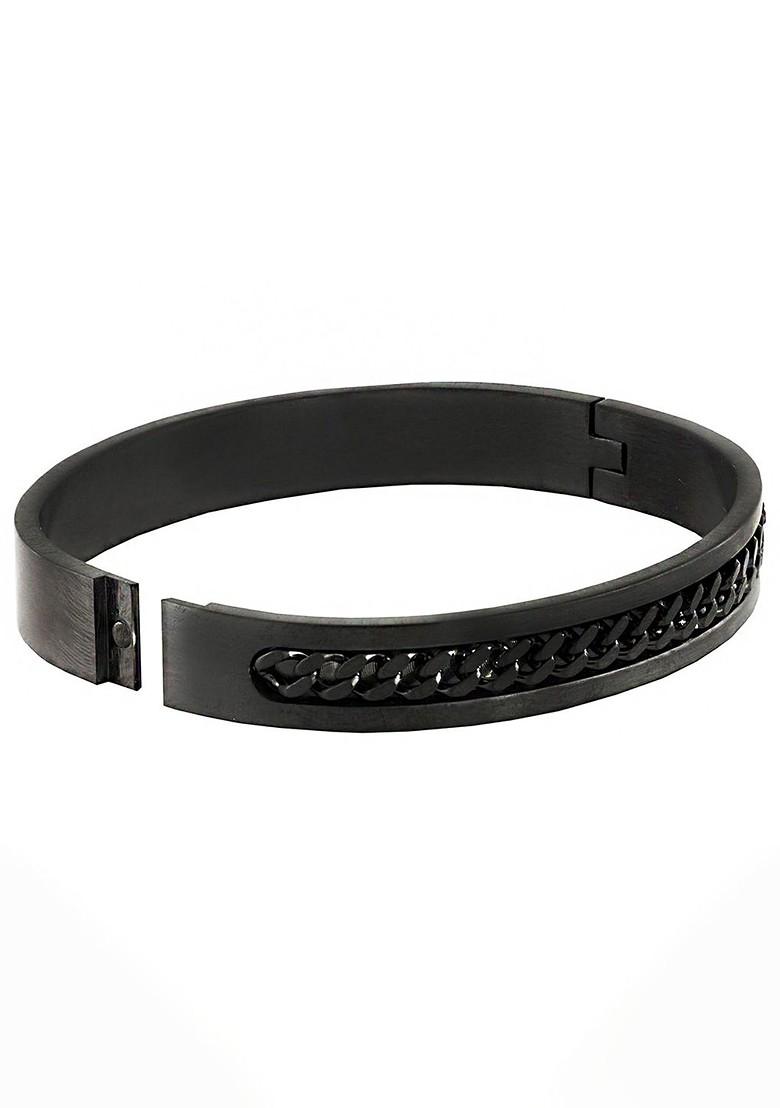 Black Plain Stainless Steel Bracelet