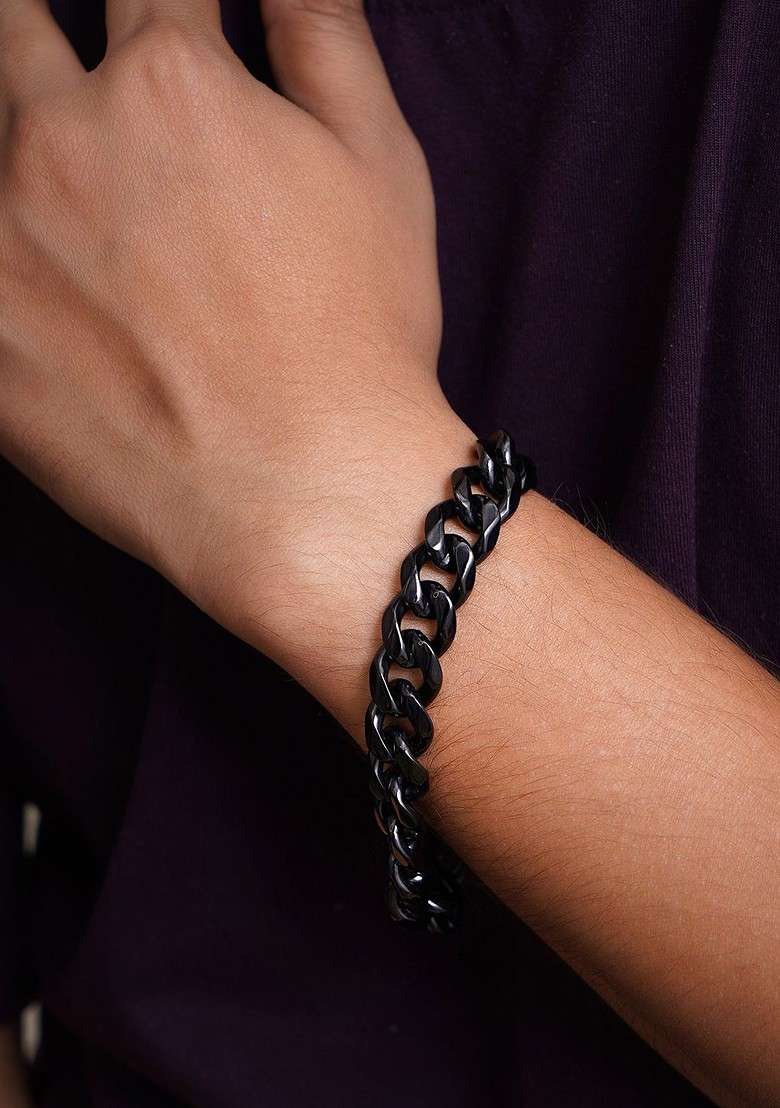 Black Handcrafted Handcrafted Bracelet For Men - Indya
