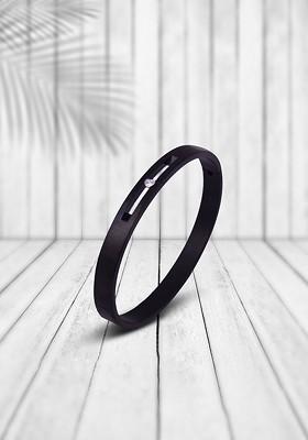 Black Stone Studded And Beaded Stainless Steel Bracelet For Men