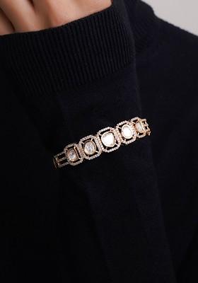 Rose Gold Studded  And Beaded  Gold Plated Bracelet