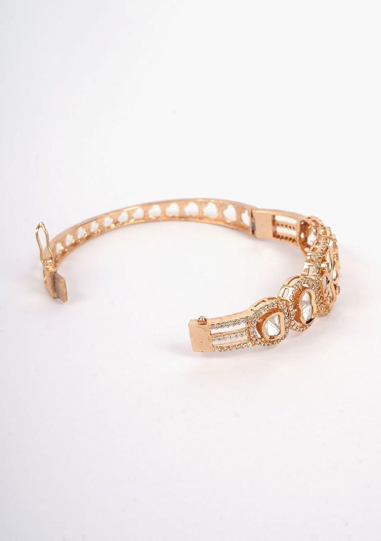 Rose Gold Studded  And Beaded  Gold Plated Bracelet