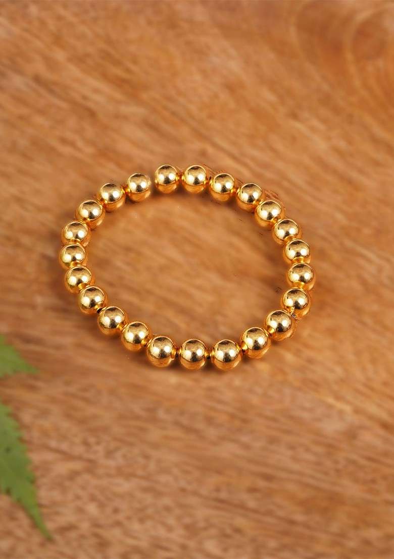 Gold Artificial Stones And Beads Gold Plated Bracelet - Indya