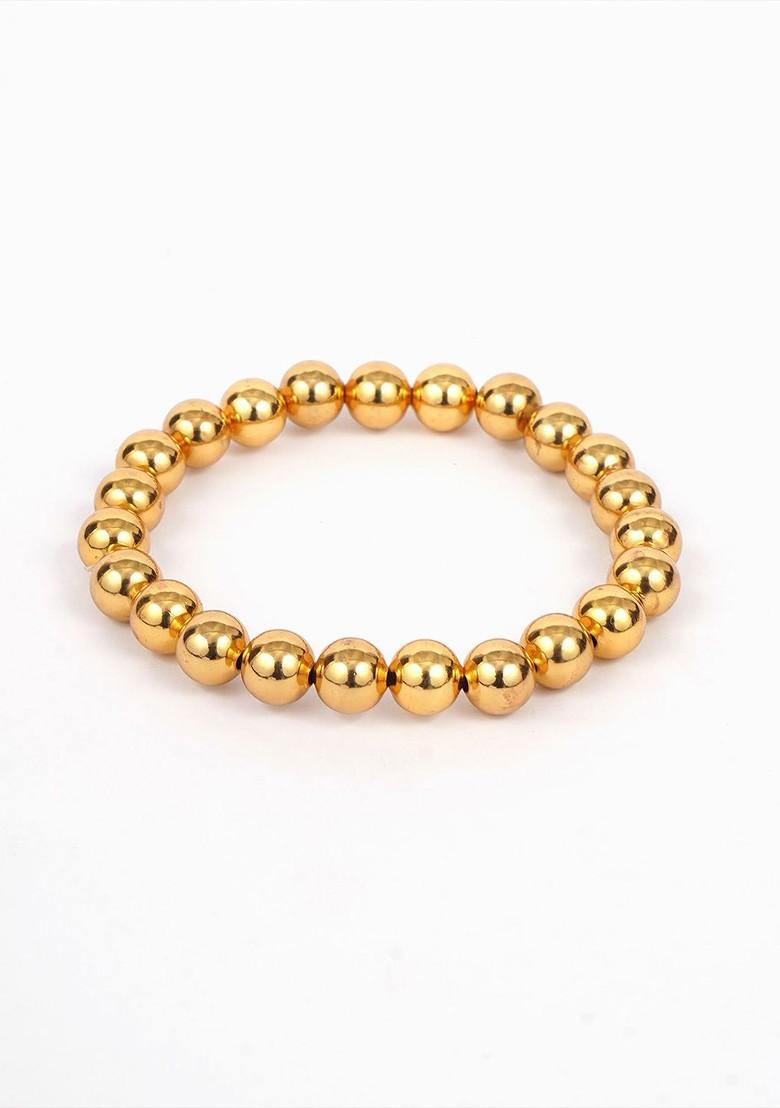 Gold Artificial Stones And Beads Gold Plated Bracelet