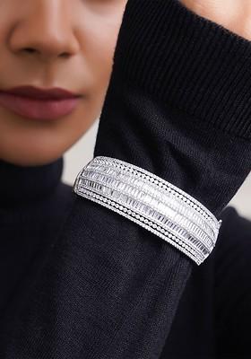 Silver Zirconia Studded Rhodium Plated Bracelet
