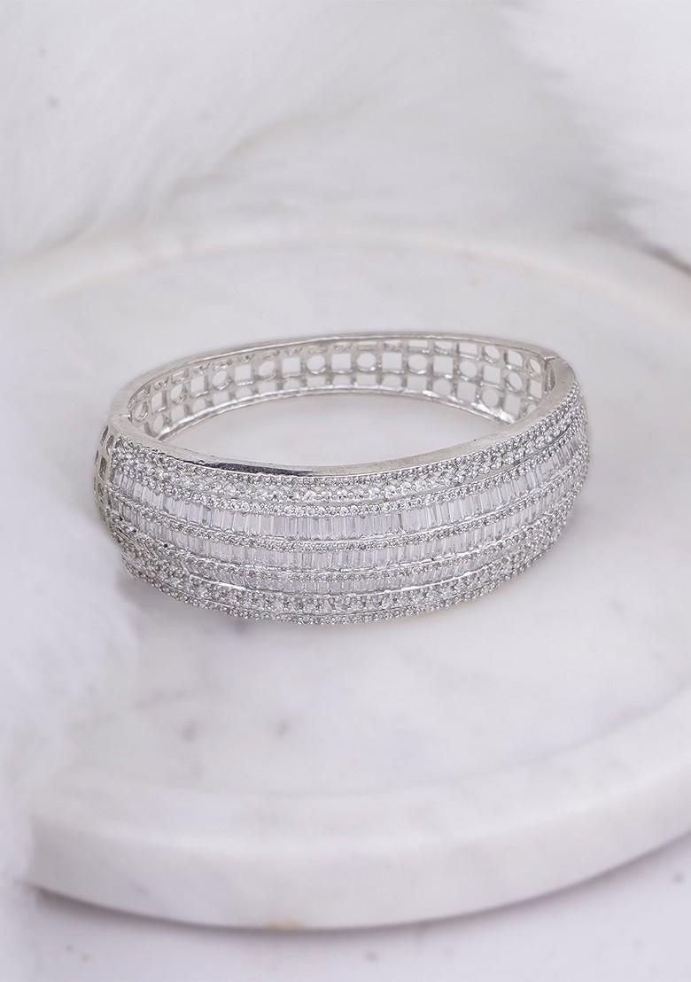 Silver Zirconia Studded Rhodium Plated Bracelet