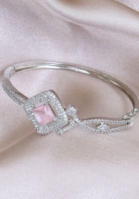 Silver Zirconia Studded Rhodium Plated Bracelet