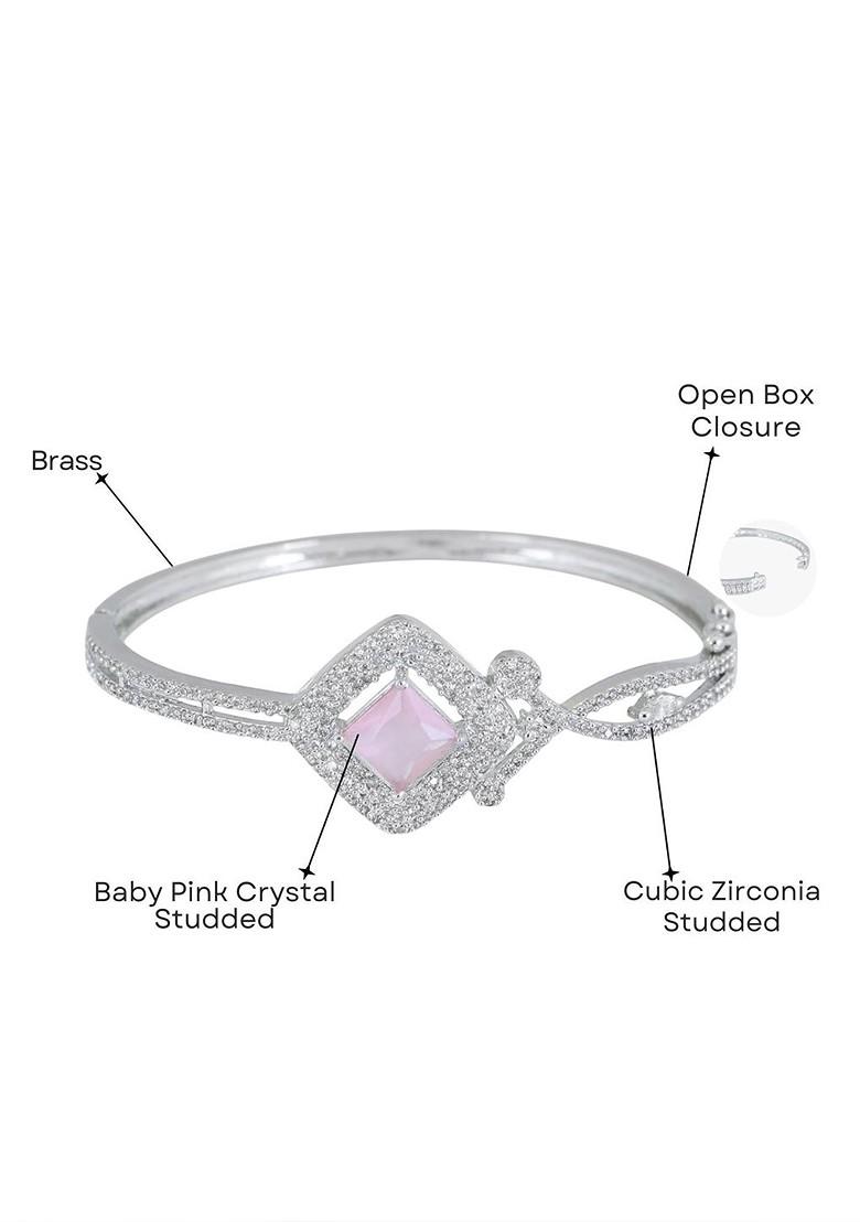 Silver Zirconia Studded Rhodium Plated Bracelet