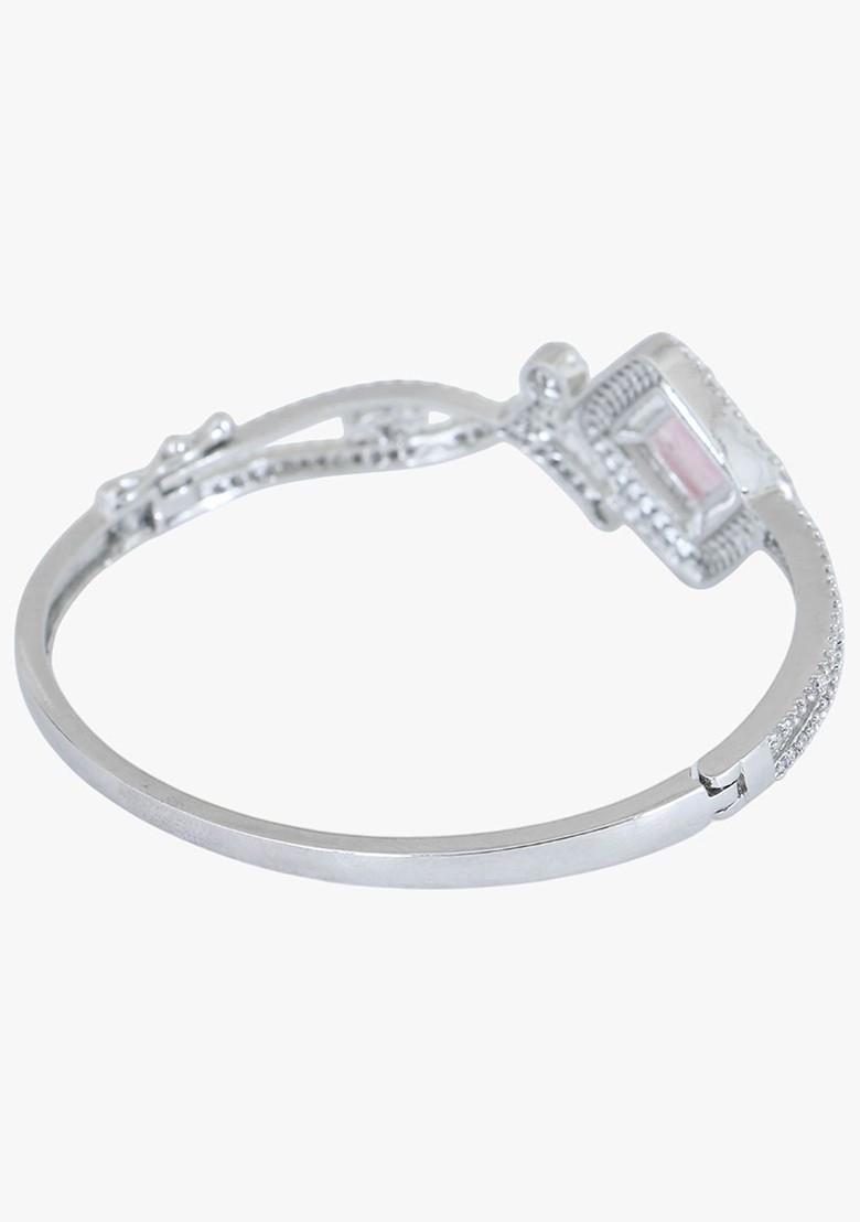 Silver Zirconia Studded Rhodium Plated Bracelet