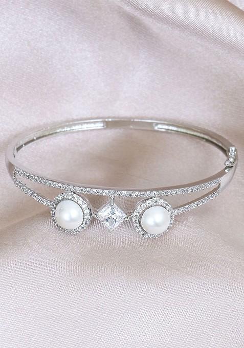 Silver Plain Rhodium Plated Bracelet