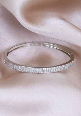 Silver Zirconia Studded Rhodium Plated Bracelet