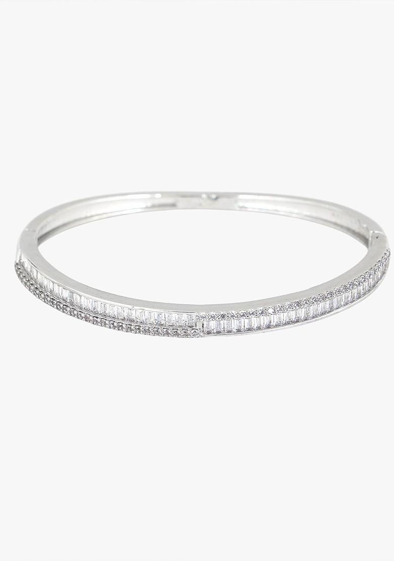 Silver Zirconia Studded Rhodium Plated Bracelet