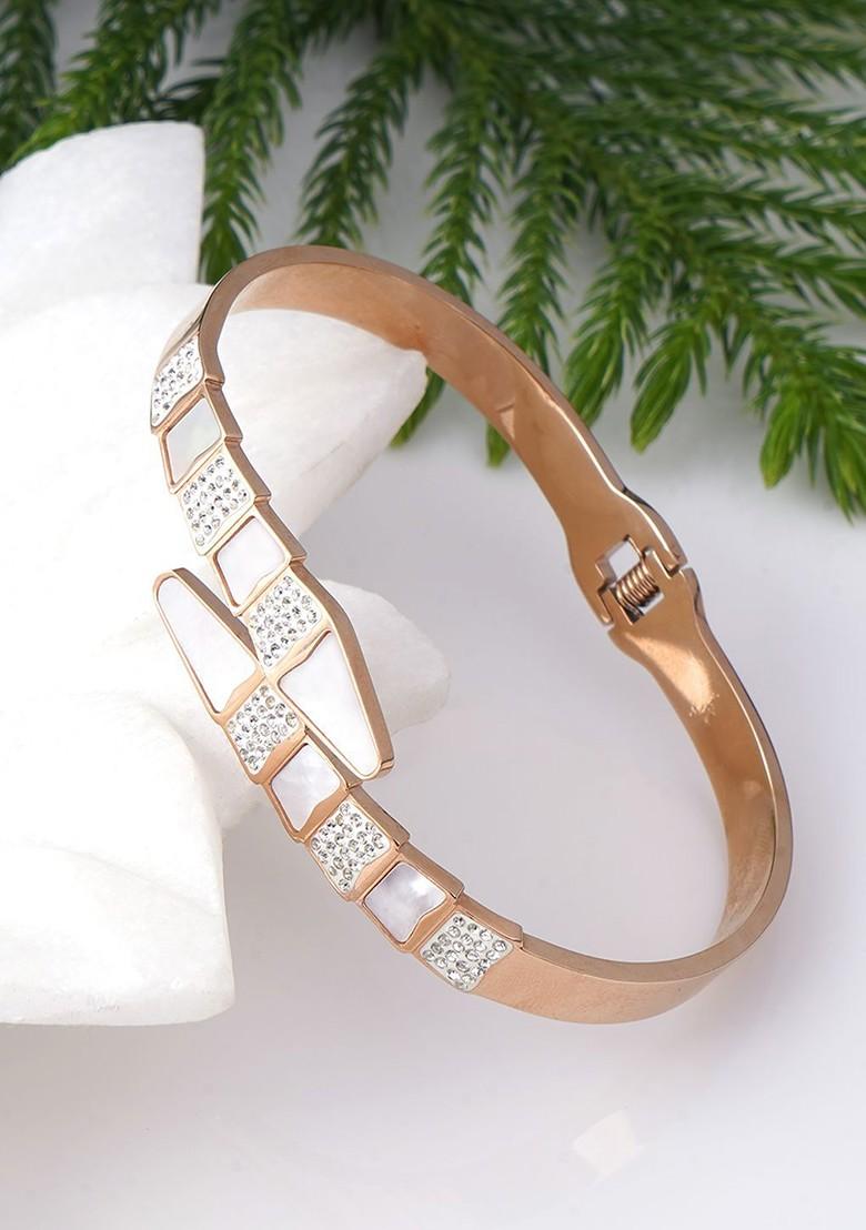 Rose Gold Zirconia Studded Gold Plated Bracelet