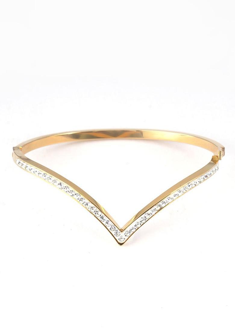 Gold  Stones Studded  Gold Plated Bracelet