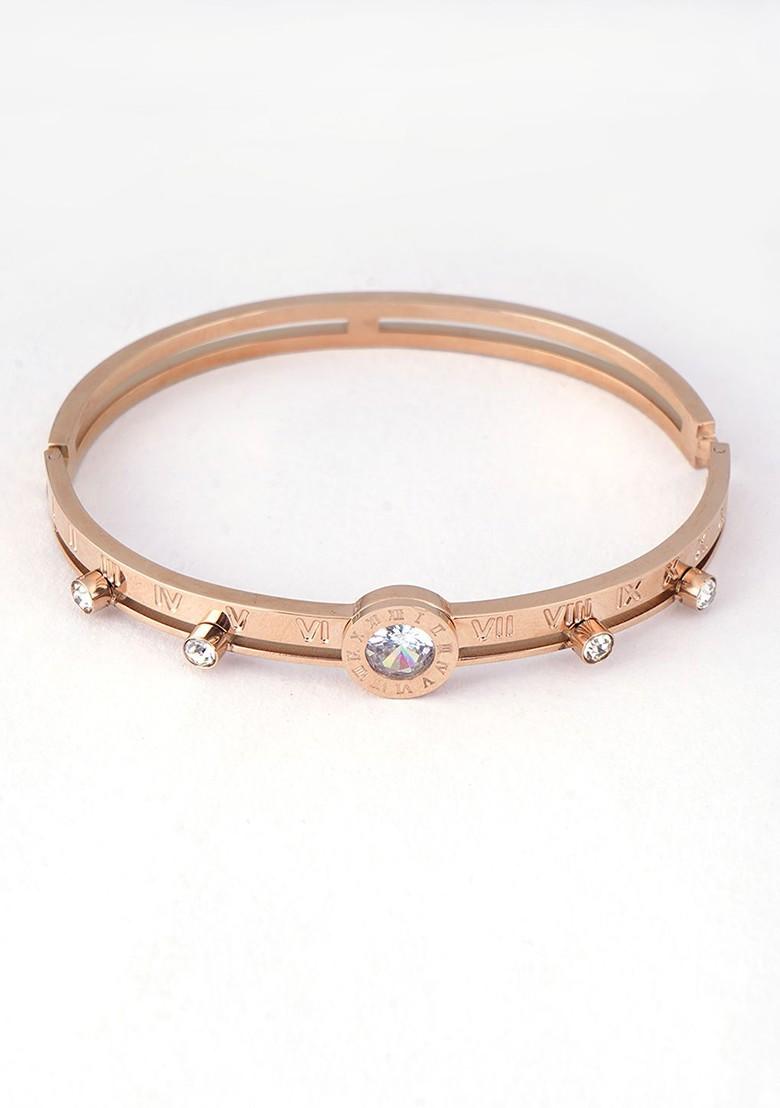 Rose Gold  Stones Studded  Gold Plated Bracelet