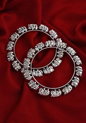 Silver Plain Silver Plated  Bangles (Set Of 2)