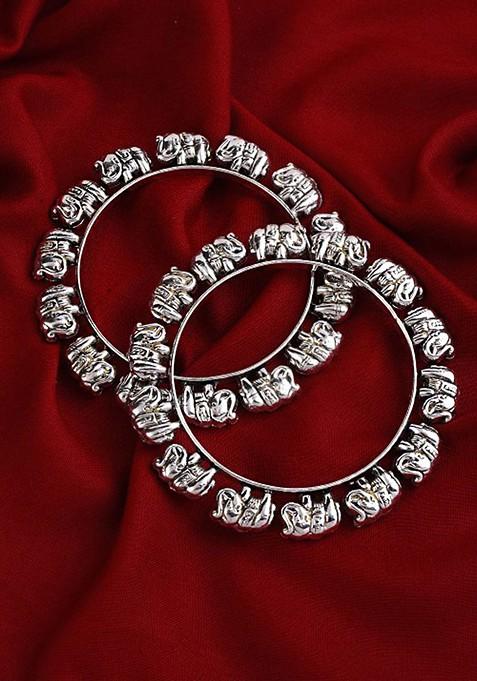 Silver Plain Silver Plated  Bangles (Set Of 2)