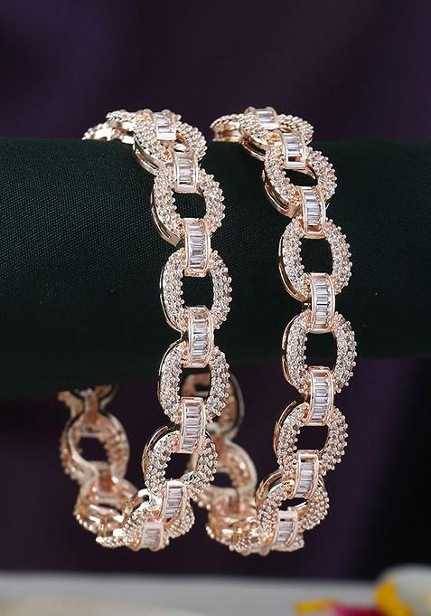 Gold  Stones Studded  Gold Plated Bangles (Set Of 2)