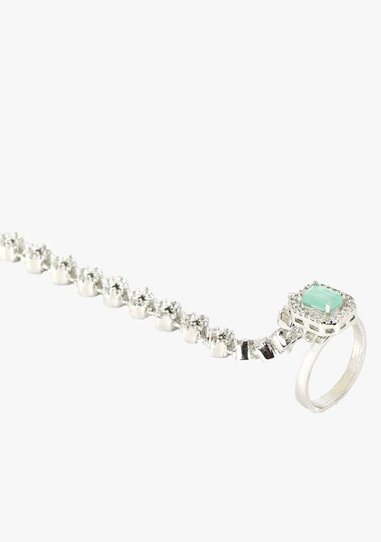 Silver Zirconia Studded Rhodium Plated Bracelet