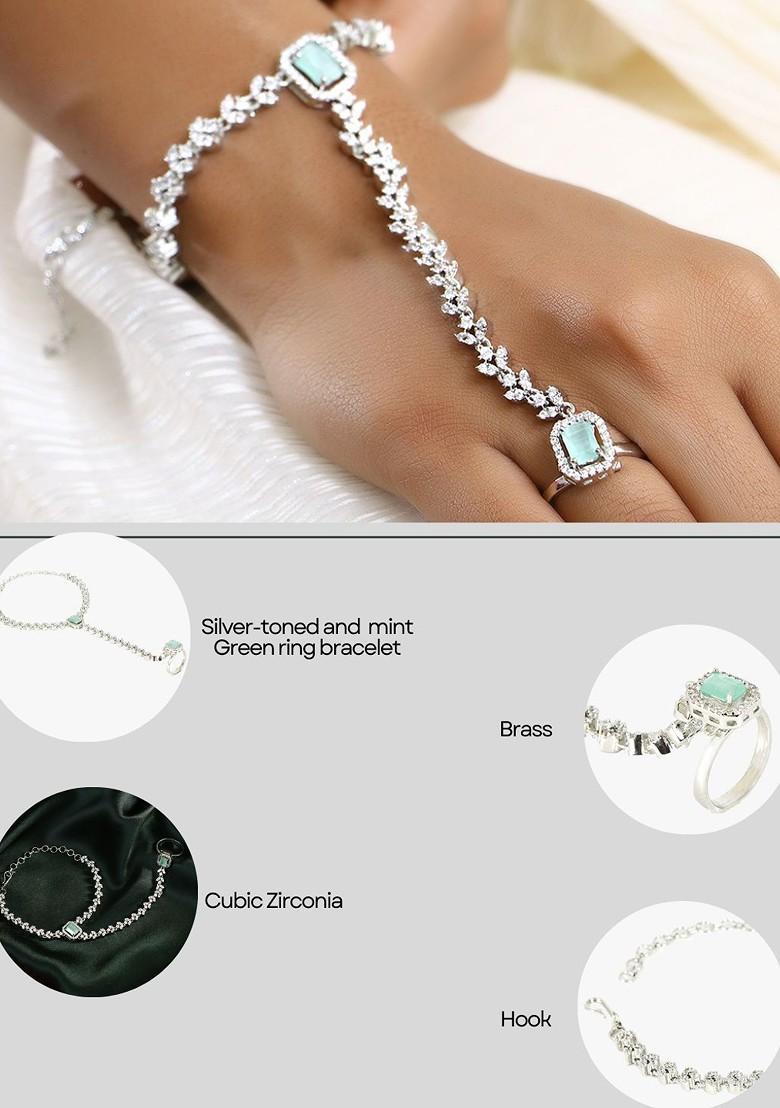 Silver Zirconia Studded Rhodium Plated Bracelet