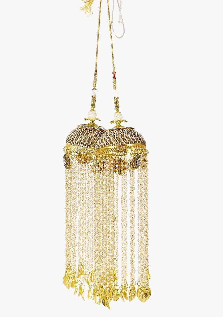 Gold Pearl Beaded Gold Plated Bridal Kaleeras