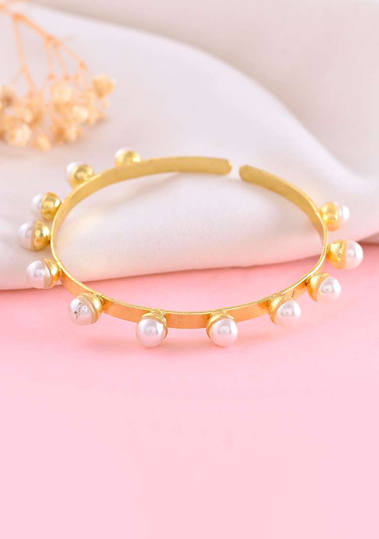 Gold Plated Pearl Studded Barcelet - Indya