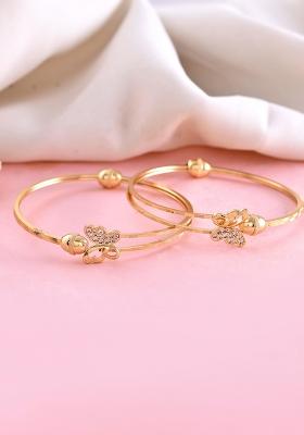Set Of 2 Gold Plated Ad Stones Butterfly Shaped Elegent Bangles