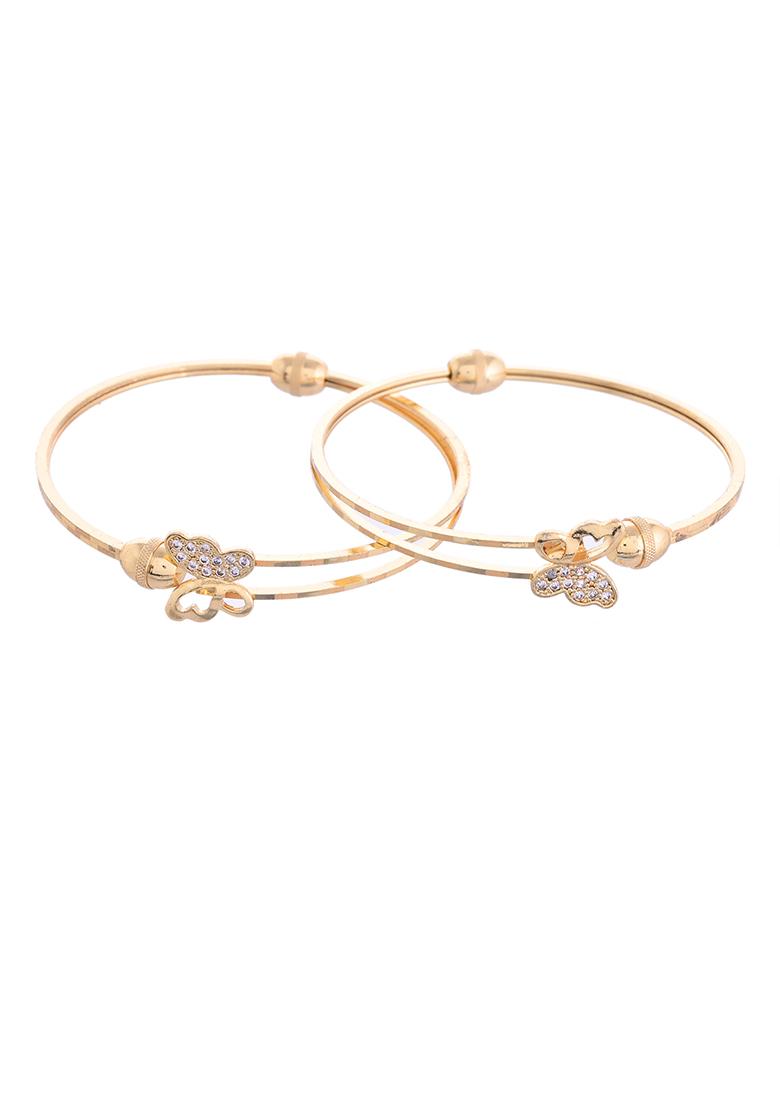 Set Of 2 Gold Plated Ad Stones Butterfly Shaped Elegent Bangles
