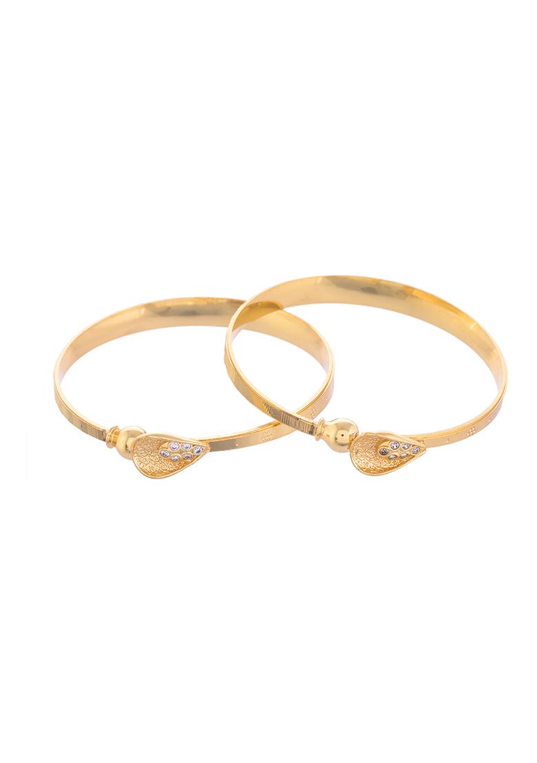 Set Of 2 Gold Plated Tear Drop Shaped Bangles