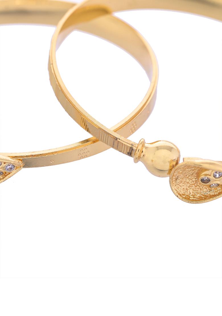 Set Of 2 Gold Plated Tear Drop Shaped Bangles