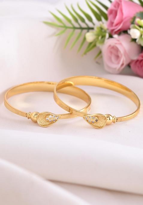 Set Of 2 Gold Plated Tear Drop Shaped Bangles