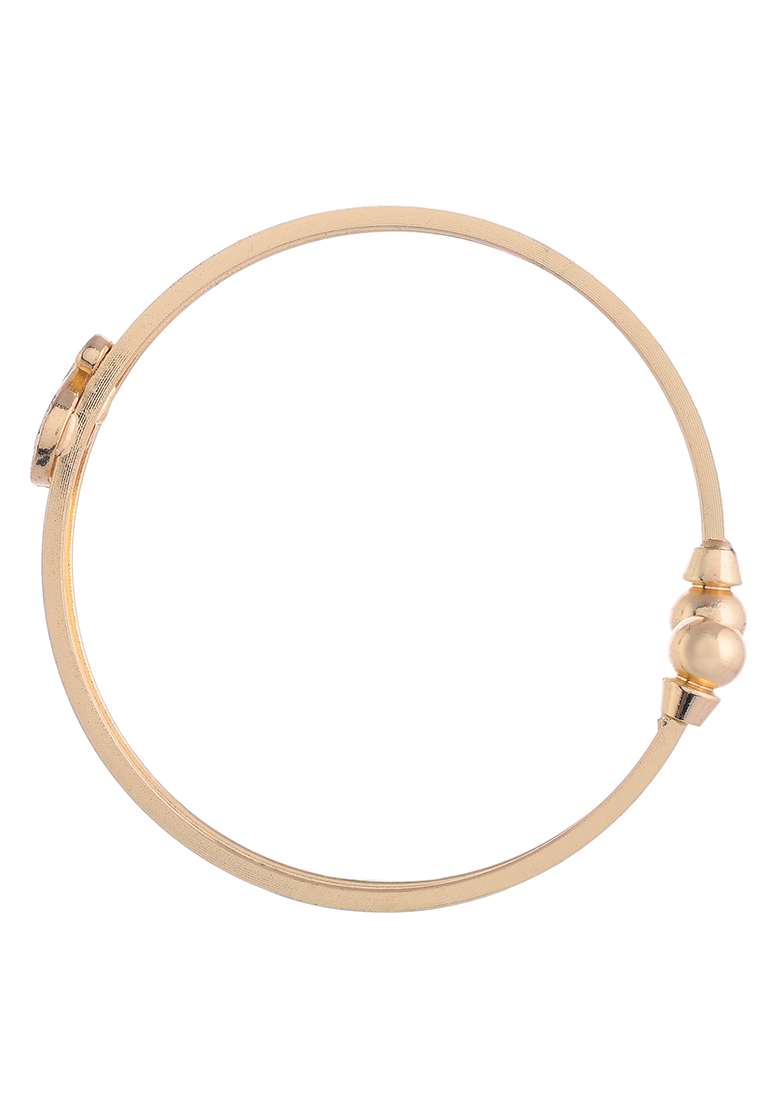 Set Of 2 Gold Plated Ad Stone Studded Classic Bangles - Indya