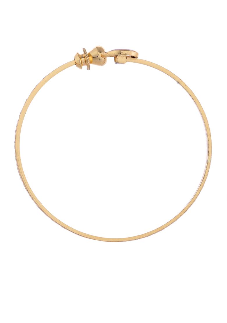 Set Of 2 Gold Plated Stone Studded Heart Shaped Bangles