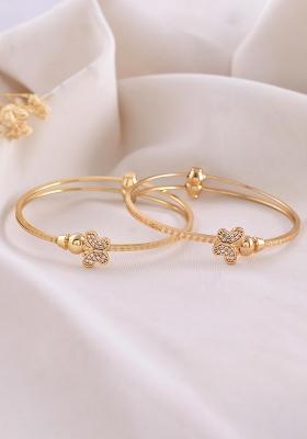 Set Of 2 Gold Plated Ad Stones Butterfly Shaped Bangles