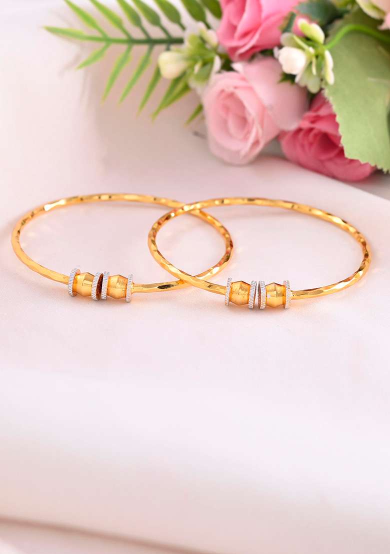 Set Of 2 Gold Plated Simple Kada Set - Indya