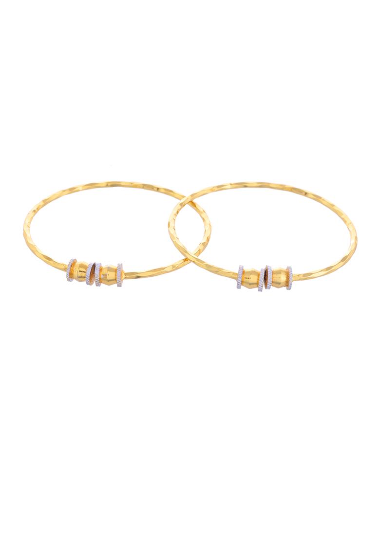Set Of 2 Gold Plated Simple Kada Set