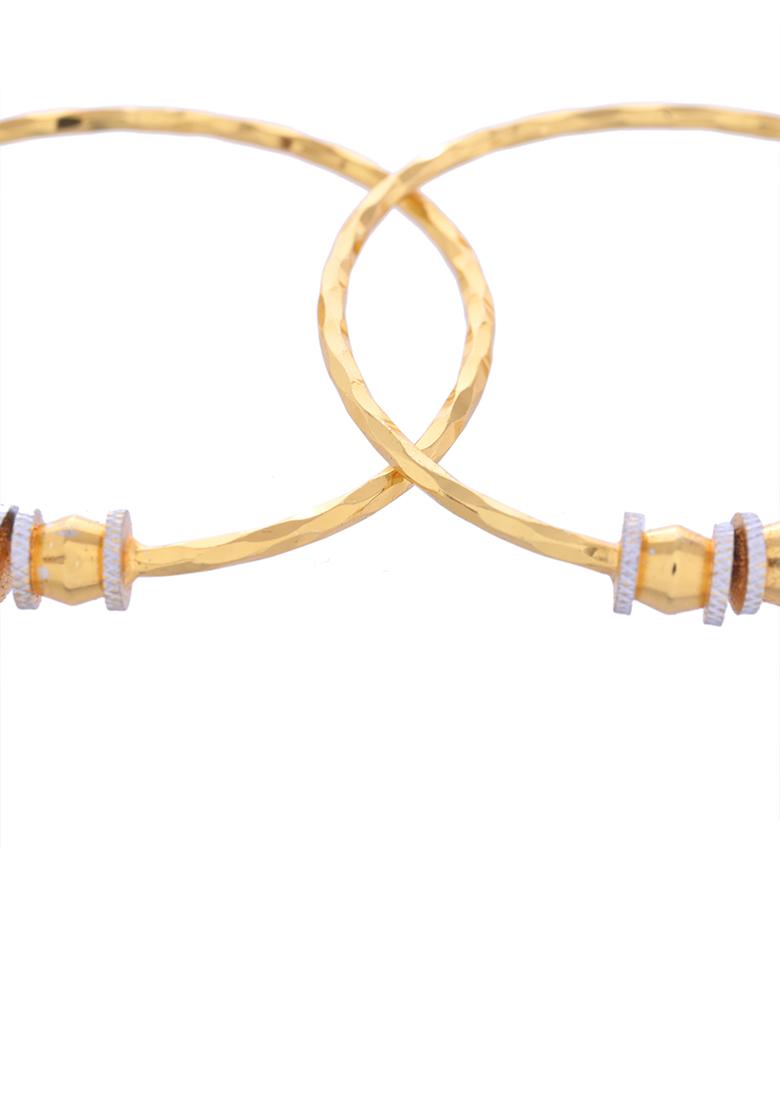 Set Of 2 Gold Plated Simple Kada Set