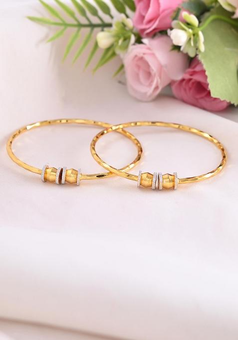 Set Of 2 Gold Plated Simple Kada Set